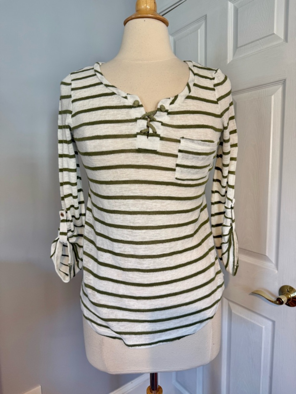 Plieone lace up Vneck Top